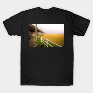 Japan Railway disappearing through a wall of fog after typhoon T-Shirt